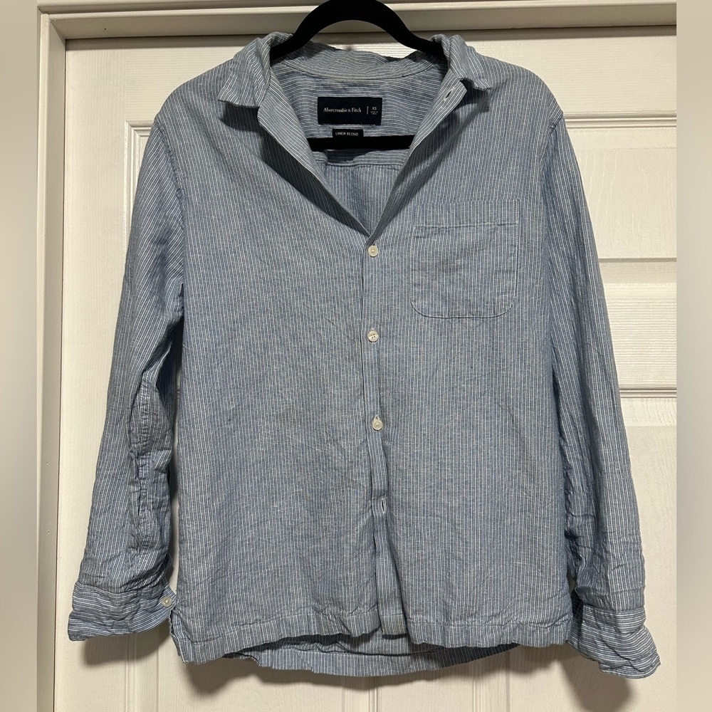 Abercrombie & Fitch Linen Blend Long Sleeve Button Down Shirt Women's Size XS